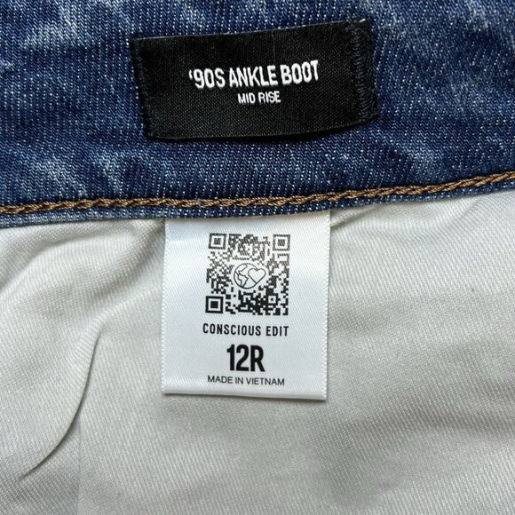 Express Womens Jeans Conscious Edit 90s Ankle Boot Mid Rise Size 12R Denim Y2K - Picture 2 of 6